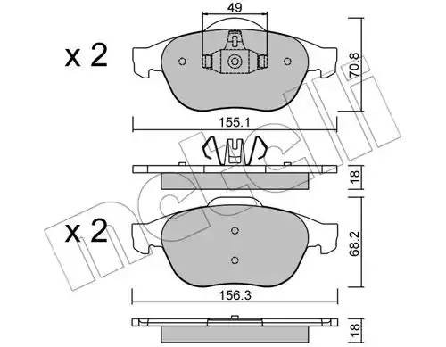 Комплект тормозных колодок, диско 22-0336-2 METELLI
