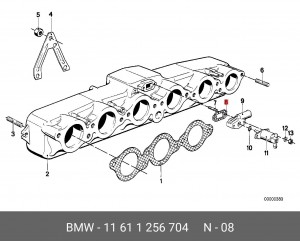 Прокладка, впускной / выпускной коллектор 11 61 1 256 704 BMW