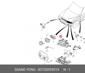 Фара головного света 8310205301X SSANG YONG