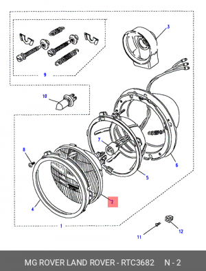 Основная фара RTC3682 LAND ROVER