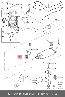 Кронштейн, система выпуска ОГ ESR3172 MG ROVER LAND ROVER