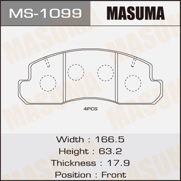 Колодки тормозные дисковые MS1099 MASUMA