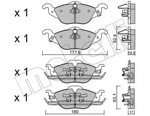 Комплект тормозных колодок, диско 2202570 METELLI