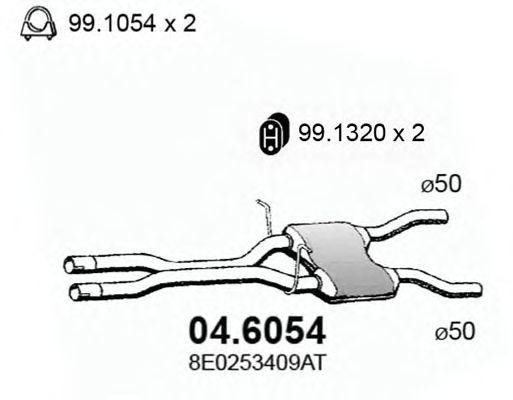 Средний глушитель выхлопных газов 046054 ASSO