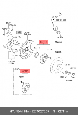 Комплект подшипника ступицы колеса 527102C205 HYUNDAI KIA
