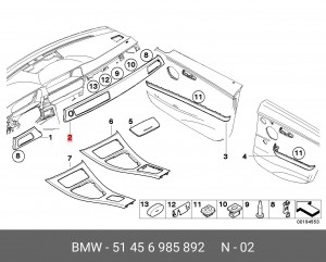 Накладка панели приборов 51 45 6 985 892 BMW
