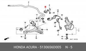 Втулка подшипника, стабилизатор 51306-S6D-005 HONDA