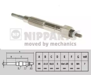 Свеча накаливания J5712004 H B JAKOPARTS NIPPARTS