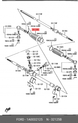 Пыльник рулевой рейки 1A0032125 MAZDA