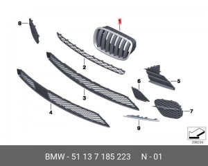Решетка бампера 51137185223 BMW