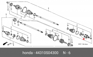 Шарнирный комплект, приводной вал 44310S04300 HONDA