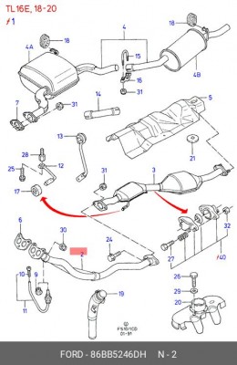 Труба приемная 86BB5246DH FORD