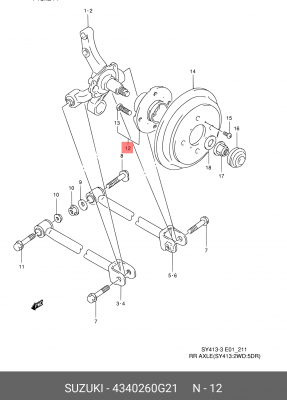 Комплект подшипника ступицы колеса 43402-60G21 SUZUKI