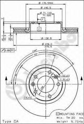 Тормозной диск 09.5264.10 BREMBO