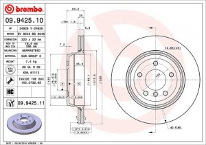 Тормозной диск 09.9425.10 BREMBO