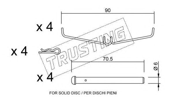 Комплектующие, колодки дискового тормоза KIT070 TRUSTING