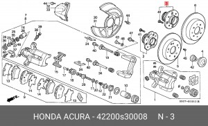 Комплект подшипника ступицы колеса 42200S30008 HONDA