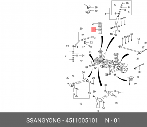Пружина подвески 4511005101 SSANG YONG