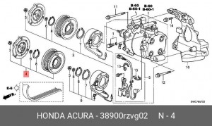 Муфта компрессора кондиционера 38900RZVG02 HONDA