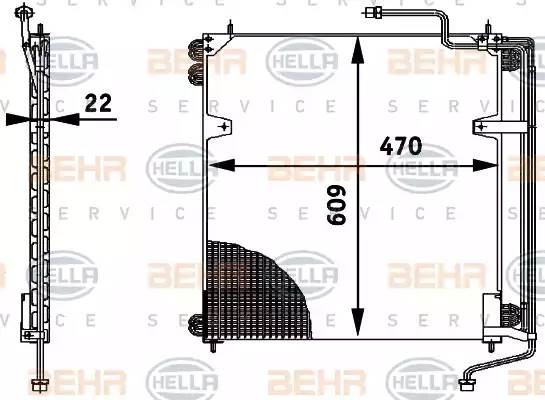 Конденсатор, кондиционер 8FC351317021 HELLA