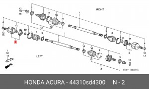 Шарнирный комплект, приводной вал 44310SD4300 HONDA