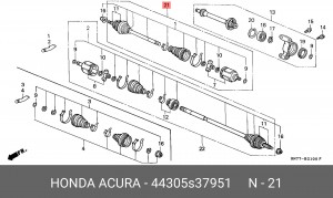 Шарнирный комплект, приводной вал 44305S37951 HONDA