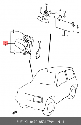 Наружное зеркало 84701-85C10-799 SUZUKI