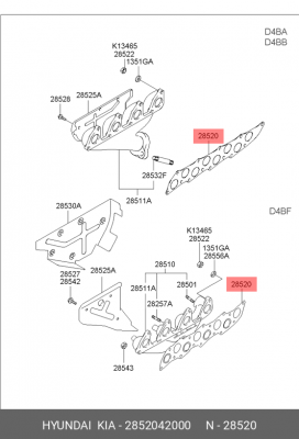 Прокладка выпускного коллектора 2852042000 HYUNDAI KIA