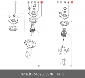 Подшипник опоры амортизатора подвески 543256557R RENAULT