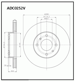 Диск тормозной ADC0252V ALLIED NIPPON