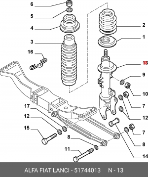 Амортизатор подвески 51744013 ALFA FIAT LANCIA