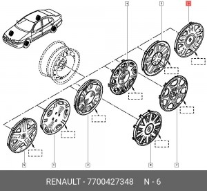 Колпак декоративный колесного диска 7700427348 RENAULT