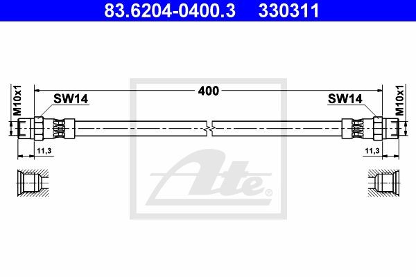 Тормозной шланг 83.6204-0400.3 ATE