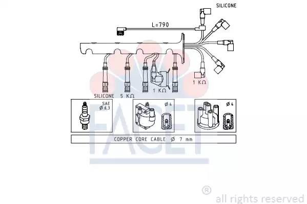 Ккомплект проводов зажигания 4.8573 FACET