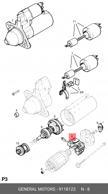 Кронштейн, угольная щетка 9118123 GENERAL MOTORS