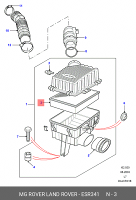 Воздушный фильтр ESR341 MG ROVER LAND ROVER