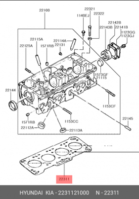 Прокладка, головка цилиндра 2231121000 HYUNDAI KIA