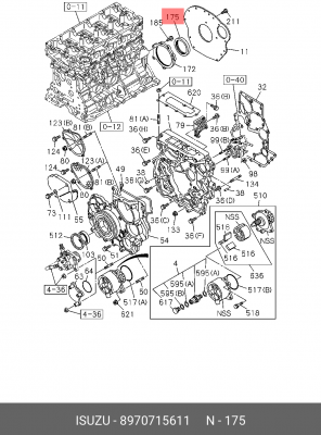 Уплотняющее кольцо, коленчатый вал 8-97071-561-1 ISUZU