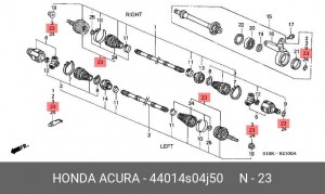 Шарнирный комплект, приводной вал 44014-S04-J50 HONDA
