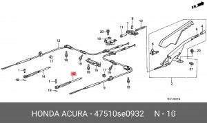 Трос, стояночная тормозная система 47510SE0932 HONDA