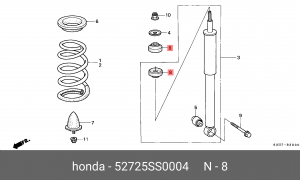 Сайлентблок - втулка амортизатора подвески 52725-SS0-004 HONDA