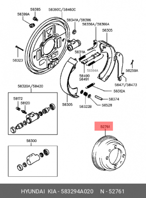 Тормозной барабан 583294A020 HYUNDAI KIA