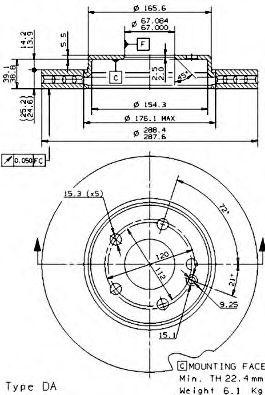 Тормозной диск 09.8681.10 BREMBO