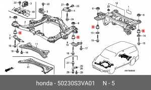 Сайлентблок подрамника 50230S3VA01 HONDA