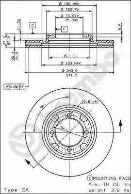 Тормозной диск 09.5654.10 BREMBO