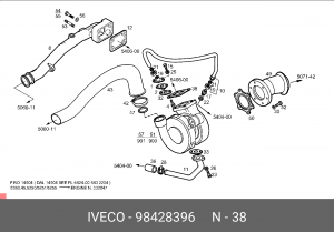 Прокладка, выпускной трубопровод 98428396 IVECO