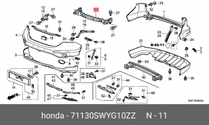 Усилитель бампера 71130SWYG10ZZ HONDA