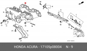 Прокладка, впускной коллектор 17105P08004 HONDA