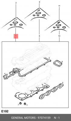 Комплект прокладок, головка цилиндра 97074159 GENERAL MOTORS