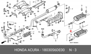 Глушитель выхлопных газов конечный 18030S6DE00 HONDA